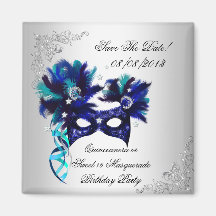 Sparen het Blauw van 16 Maskerade van Quinceanera  Koelkast Magneten
