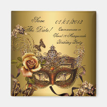 Sparen het Goud van 16 Maskerade van Quinceanera v Koelkast Magneetje