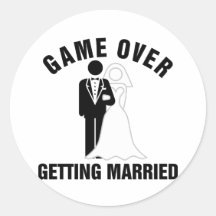 Spel over gehuwd het worden ronde sticker