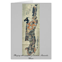 Spelend met een marionet door Okumura, Masanobu Uk Kaarten