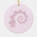 Spiraal van Roze Olifanten. Roze Achtergrond Ornamenten
