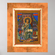 St Luke a illuminé la copie religieuse médiévale d Affiche