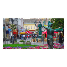 statue et fleurs cartes de vœux avec photo