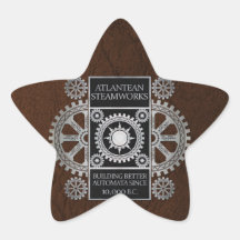 Steamworks Atlantean - argent sur le noir et le Br Autocollant En Étoile