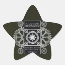 Steamworks Atlantean - argent sur le noir et le ve Stickers En Étoile