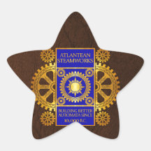 Steamworks Atlantean - or et bleu sur Brown Autocollants