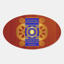 Steamworks Atlantean - or et bleu sur Cherrywood Autocollants