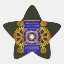 Steamworks Atlantean - or et bleu sur le vert Stickers En Étoile