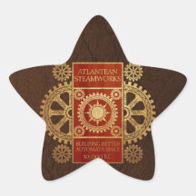 Steamworks Atlantean - or et bois sur le cuir Autocollants