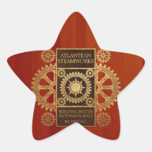 Steamworks Atlantean - or et cuir sur le bois Autocollant