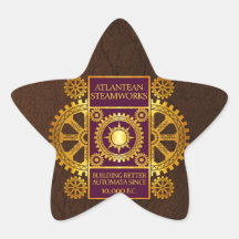 Steamworks Atlantean - or et pourpre sur Brown Autocollants