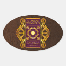 Steamworks Atlantean - or et pourpre sur Brown Sticker Ovale