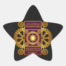 Steamworks Atlantean - or et pourpre sur le noir Autocollants