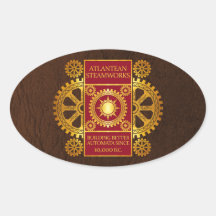 Steamworks Atlantean - or et rouge sur Brown Adhésifs