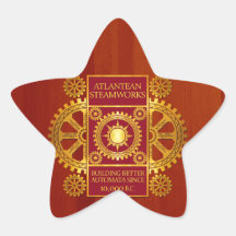 Steamworks Atlantean - or et rouge sur Cherrywood Adhésifs