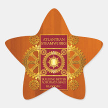Steamworks Atlantean - or et rouge sur Cherrywood Autocollants