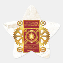 Steamworks Atlantean - or et rouge sur le marbre b Autocollant En Étoile