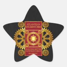 Steamworks Atlantean - or et rouge sur le noir Adhésif