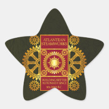 Steamworks Atlantean - or et rouge sur le vert Autocollants