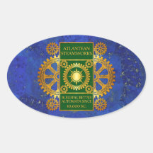 Steamworks Atlantean - or et vert sur Lapis Lazul Autocollants