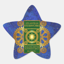 Steamworks Atlantean - or et vert sur Lapis Lazul Autocollant En Étoile
