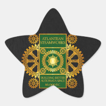 Steamworks Atlantean - or et vert sur le noir Autocollants