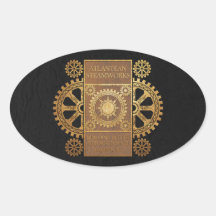 Steamworks Atlantean - or sur Tan et le noir Sticker Ovale