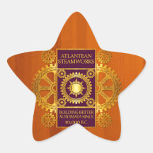 Steamworks-Or Atlantean et pourpre sur le bois amb Autocollant