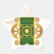 Steamworks-Or Atlantean et vert sur le marbre blan Autocollants En Étoile