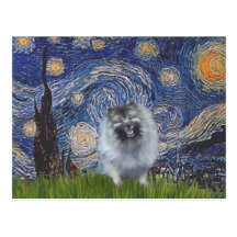 Sterrige Nacht - Keeshond (f) Wenskaarten