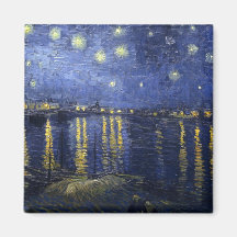 Sterrige Nacht over de Rivier de Rhône Magneet