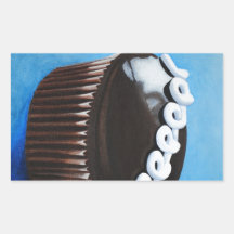 Stewardess cupcake rechthoek sticker