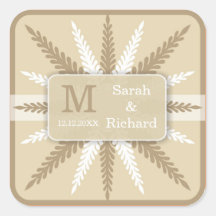 Sticker-Goud het met monogram van het Huwelijk