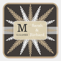 Sticker-Goud het met monogram van het Huwelijk op 