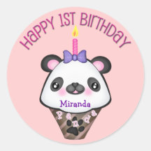 Sticker van Kawaii Cupcake van de Verjaardag van d