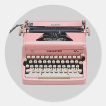Stickers - Vintage Roze Schrijfmachine