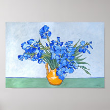 Stilleven: Vazen met Irissen Poster