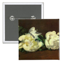 Stilleven, witte pioenen - Edouard Manet Speld Button