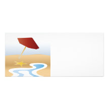 strand met paraplu reclamekaart sjabloon