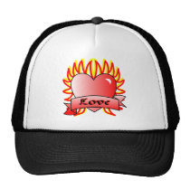Style flamboyant de tatouage de coeur casquettes