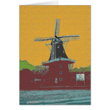Style néerlandais de Van Gogh de moulin de vent Cartes De Vœux