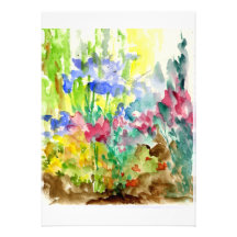 Sun a tacheté le jardin d'agrément d'aquarelle cartons d'invitation