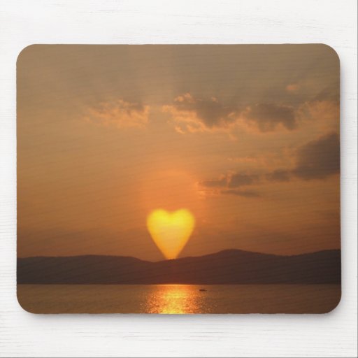 Sun en forme de coeur Mousepad Tapis De Souris