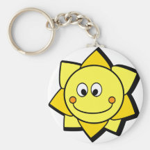Sun jaune et orange de bande dessinée heureuse porte-clef