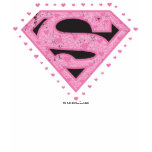 Supergirl Distressed Logo Black and Pink T Shirt
