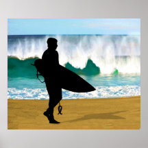 Surfer en se brisant le tube posters