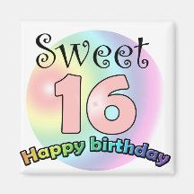 Sweet 16 Happy Birthday Koelkast Magneetjes