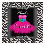Sweet sixteen rose de zèbre robe noire de 16 anniv invitations personnalisées