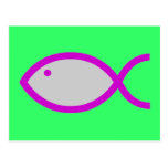 Symbole chrétien de poissons - FORT ! Gris et rose Cartes Postales