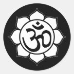 Symbole d'Aum de fleur de Lotus Adhésif Rond
